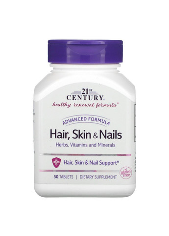 Волосся шкіра нігті Hair Skin Nails трави вітаміни мінерали для вашого здоров'я 50 таблеток 21st Century (265404831)