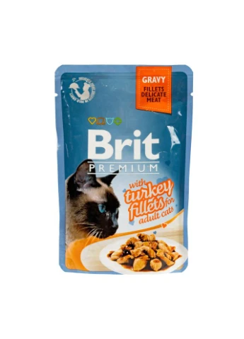 Вологий корм у паучі Cat Family Plate Gravy pouches набір для котів м’ясна тарілка курка та індичка з яловичино Brit Premium (399748746)