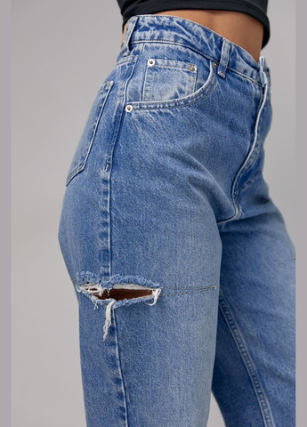 Жіночі джинси з декоративними розрізами на стегнах. Lurex - (292445258)