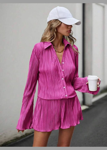 Малиновый костюм из гофры, лёгкий и приятный к телу, стильный и комфортный для повседневного ношения No Brand 572-3 (326810785)