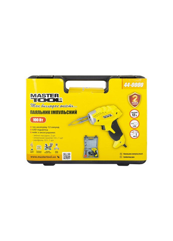 Паяльник імпульсний з трансформатором 100 Вт/220-240 V/50 Hz 0-400°С LED пластиковий кейс/аксессуари 44-0000 Mastertool (365626820)