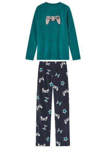 Комбинированная зимняя теплая пижама мальчику лонгслив + брюки Pepperts