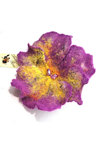 Повстяна брошка квітка ручної роботи фіолетовий колір "Братки Очки" No Brand (349842922)