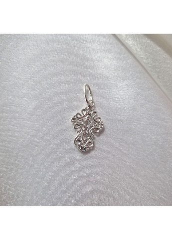 Серебряный Ажурный крест с белыми камнями серебро 925 пробы 3432б 1.30г Nobrand (372473940)