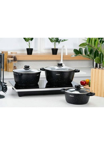 Кастрюля с крышкой Anzio AR2420GE 20 см 2.5 л черная Ardesto (335972650)