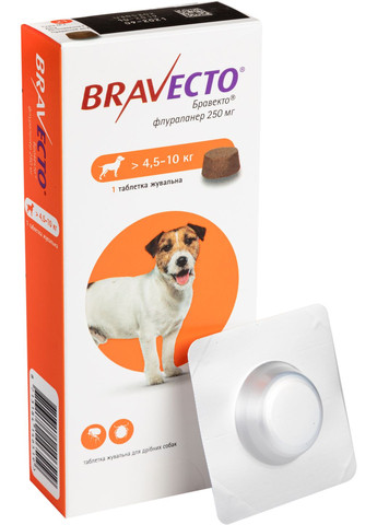 Жевательная таблетка (Бравекто) от блох и клещей для собак 4.510 кг (8713184146519) Bravecto (279572544)