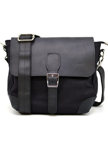 Сумка планшет через плече чоловіча з натуральної шкіри та текстилю середня Чорний 37468 TARWA (352527491)