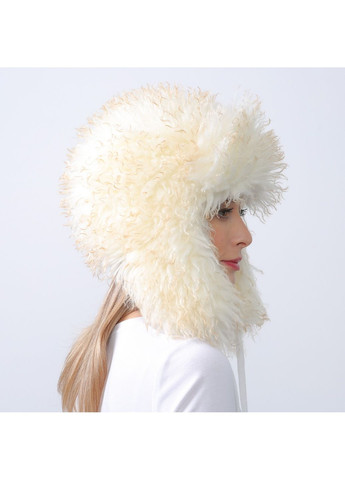 Шапка ушанка женская искусственный мех лама молочная КЕРРИ LuckyLOOK 653-924 (322789094)