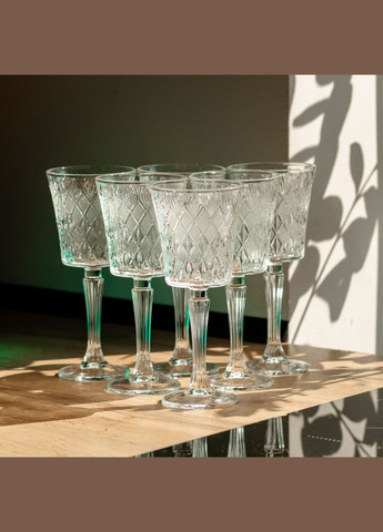 Набор бокалов для вина на высокой ножке 6 шт 295 мл стеклянные Yiwu (356460208)