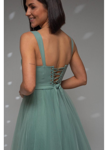 Оливкова вечірня плаття з спідницею-сонце ODDI однотонна