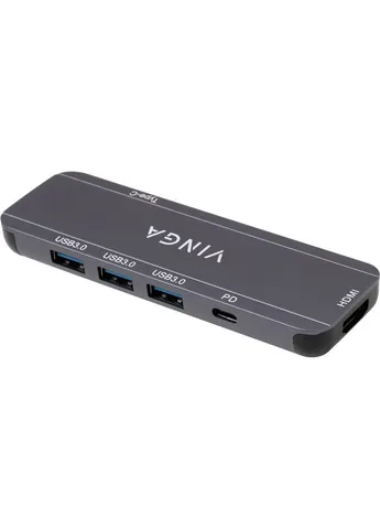 Концентратор USB-C 3.1 to HDMI+3xUSB3.0+PD100W+USB-C foldable cable (VHYC6FC) Vinga (390412104)