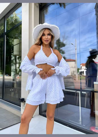 Жіночий літній легкий мусліновий костюм сорочка шорти і топ муслін бавовна No Brand (333143164)