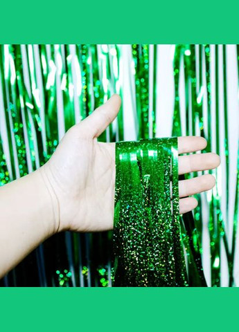 Дождик на фотозону праздничный с голограммой 2 м на 1 м зеленый Jannet Дощик (316395659)