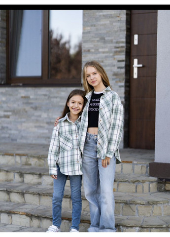 Зеленая рубашка в клетку No Brand