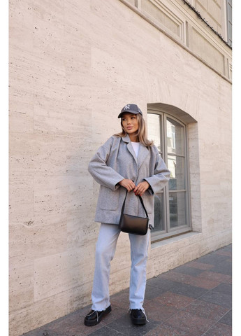 Сіре демісезонне Жіноче пальто на підкладці оверсайз No Brand