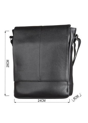 Шкіряна сумка крос боді чоловіча месенджер через плече чорна 00860 Shvigel (329196585)