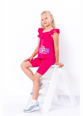 Малиновий літній комплект для дівчинки (футболка+велосипедки) (p-11544) Носи своє