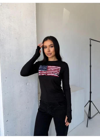 Лонгслив женский легкий с рисунком Fashion (383798451)