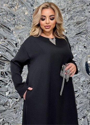 Чорна святковий, повсякденний сукня міді вільного крою Tik-Tak однотонна