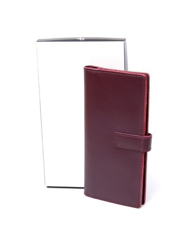 Жіноче портмоне з натуральної шкіри з кнопкою та відділенням на блискавці бордове (sku_11467) No Brand (328218622)