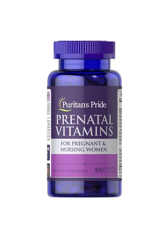 Вітаміни та мінерали Prenatal Vitamins, 100 каплет Puritans Pride (294930143)