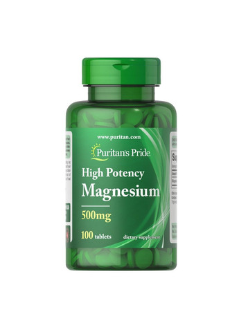Вітаміни та мінерали High Potency Magnesium 500 mg, 100 таблеток Puritans Pride (293481823)