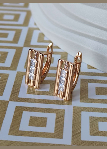 Сережки ксюпінг xuping позолота медичне золото медсплав білі каменці Xuping Jewelry (336190244)