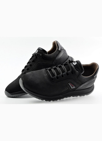 Черные демисезонные кожаные кроссовки Bumer