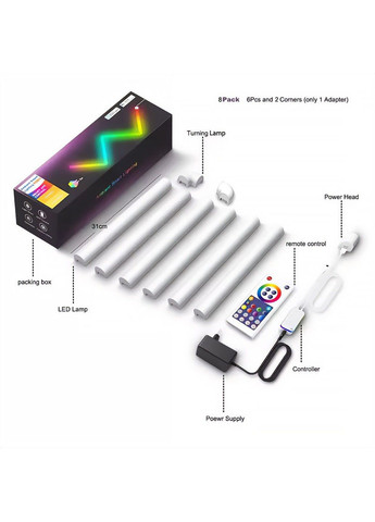 Настенный светильник Lines SAL-013B Bluetooth USB interface with app (6+2 pcs) Epik (294725380)