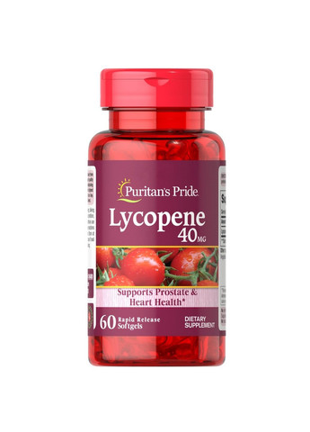Натуральна добавка Lycopene 40 mg, 60 капсул Puritans Pride (293483474)