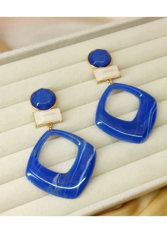 Женские серьги бижутерия "Ромбы" Синие No Brand (400788045)