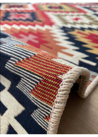 Плетений бавовняний килим Zummi 120Х180 см. Червоний з жовтогарячим. No Brand (366957543)