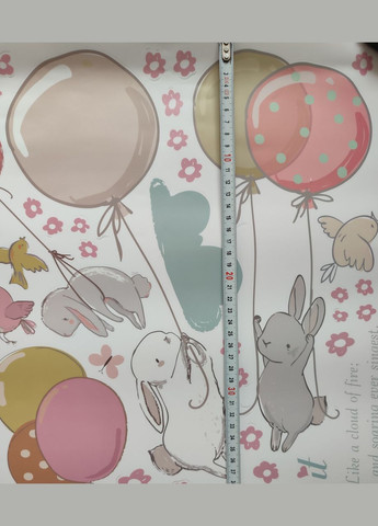 Наклейка на стіну Зайченята на повітряних кульках (лист 50 х 70 см) Б194-1 No Brand (302242604)