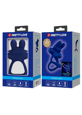 Эрекционное виброкольцо силиконовое с клиторальным стимулятором Pretty Love Powerful ring blue LyBaile (325451892)