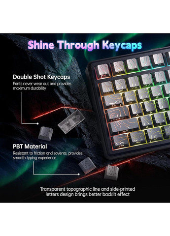 Механическая игровая клавиатура F75 MAX Black Contour Lines с TFT-дисплеем, 2.4G/Bluetooth/Кабель Aula (371132891)