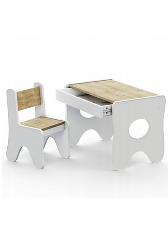 Комплект дитячих меблів столик та стільчик 70×45×51, стіл та стілець у дитячу білий з деревом No Brand (360920167)