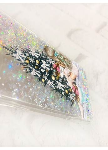 Чохол з плаваючими блискітками на Xiaomi Redmi Note 9 Pro/9 Pro Max/9S Сріблястий Дівчина біля ялинки (принт 139) CASE CONTROL (362970378)