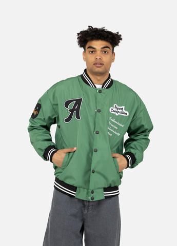 Зеленая демисезонная мужская куртка-бомбер цвет зеленый цб-00245599 Guns