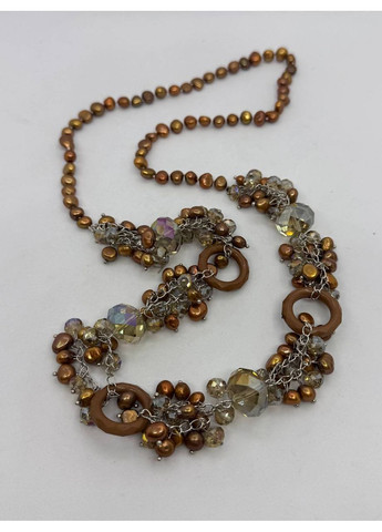 Намисто зі скла та тонованих перлів 84 см Коричневий No Brand (368561668)