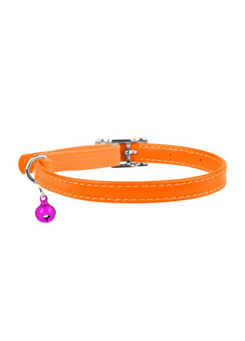 Ошейник для котов кожаный Glamour с QR паспортом, без украшений, XXS, Ш 9 мм, Дл 22-30 см оранжевый WAUDOG (332879125)