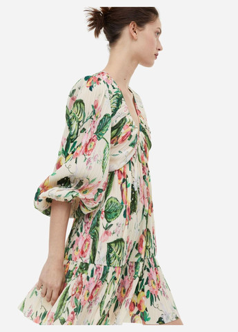 Комбінована кежуал сукня міді в квітковий принт H&M однотонна