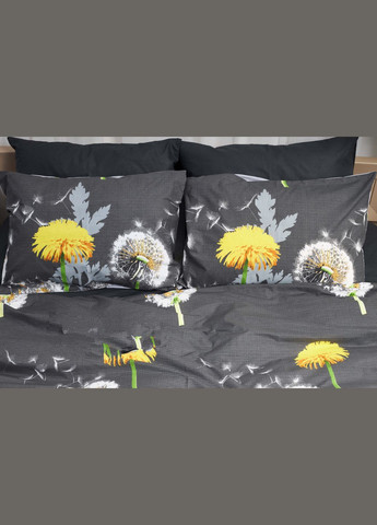 Комплект постільної білизни King Size 220x240 наволочки 2х40х60 Бязь Gold Люкс (MS-820000905) Moon&Star Dandelion Black (285717313)