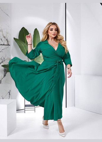 Зелена жіноча сукня міді із софта колір зелений р.50/52 454016 New Trend