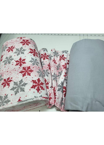 Постельное белье с резинкой Снежинка серая/серая, фланель(байка) Двуспальный размер, наволочки 50/70 No Brand (363190830)