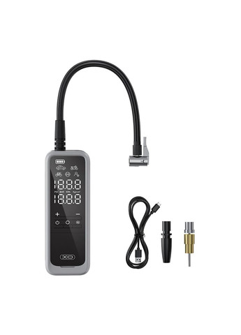 Автомобильный компрессор портативный аккумуляторный 2 в 1 фонарь LED-дисплей 5000 мАч (CZ8162) XO (361161970)