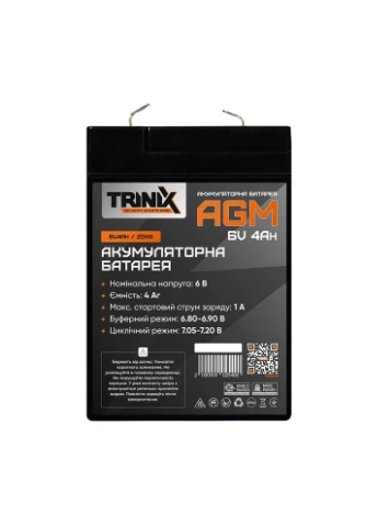 Аккумуляторная батарея 6В 4Ач 6V4Ah/20Hr AGM свинцово-кислотная (44-00056) Trinix (382766350)