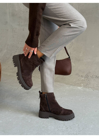 демисезонные ботинки nikart из натуральной замши – шоколад No Brand