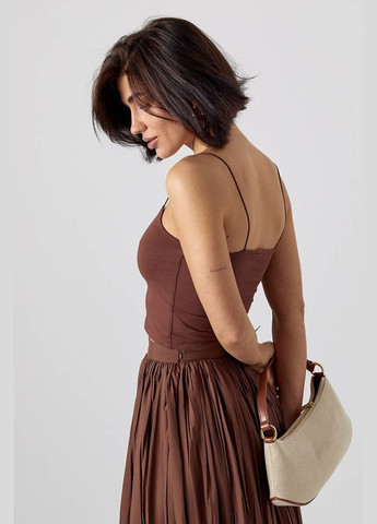 Приталений кроп-топ на бретелях-гумках Lurex — 327088329