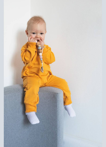 Ромпер дитячий з двонитки на блискавці, колір гірчиця, від 6 міс до 2 років Egoza (350199264)