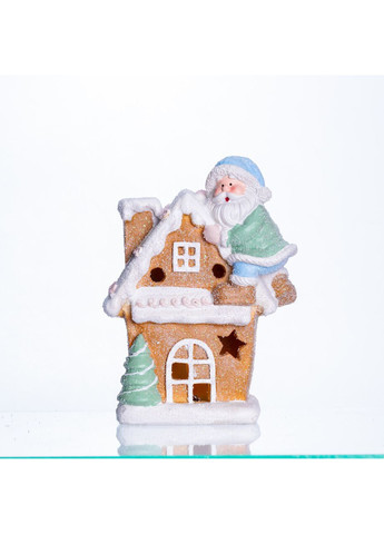 Новогодняя декоративная фигурка с подсветкой 14×9×20 см. Новогодний декор Домик с Сантой из фарфора CR-6-6 Yiwu (370801536)
